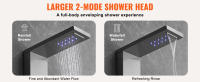 SucceBuy Sistema de panel de ducha, 5 modos, torre de ducha LED, lluvia y cascada, 2 chorros de masaje corporal, caño para bañera, cabezal de mano con 59 mangueras, juego de montaje en pared de acero inoxidable - details 1