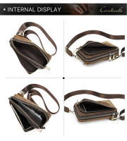 CONTACT'S Crazy Horse-Bolso cruzado de cuero para hombre, riñonera informal, bolso de hombro con bolsillo para teléfono pequeño - details 11