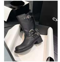 Botas de tacón bajo con punta cuadrada de moda, botas con cremallera lateral - details 12