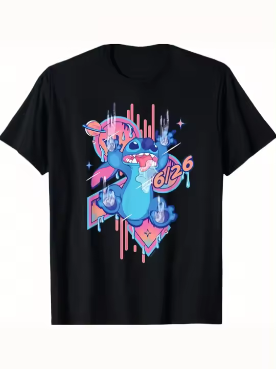 CAMISETA Lilo & Stitch 626 Stitch Day Drool Slide 26 - Camiseta para el 26 de junio, Negro - - 1