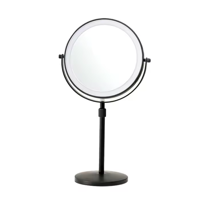 Espejo de maquillaje iluminado de 9 pulgadas con aumento, 3 colores, brillo y altura ajustables, 360 °   Rotación, espejo de aumento 10X - 1