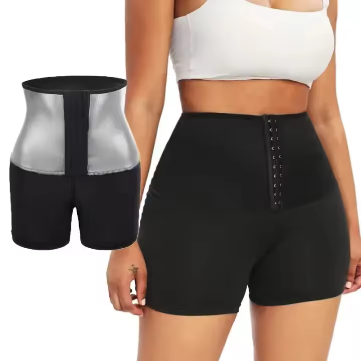 Pantalones de sauna para el sudor para mujer, moldeador corporal, pantalones cortos adelgazantes para pérdida de peso, entrenador de cintura, pantalones térmicos para el sudor, Fitness - 1