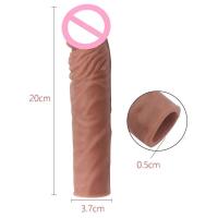 Juguetes sexuales reutilizables para hombres, Juguetes sexuales de tiempo para hombres, condones de silicona de castidad, funda de anillo de extensión - details 2