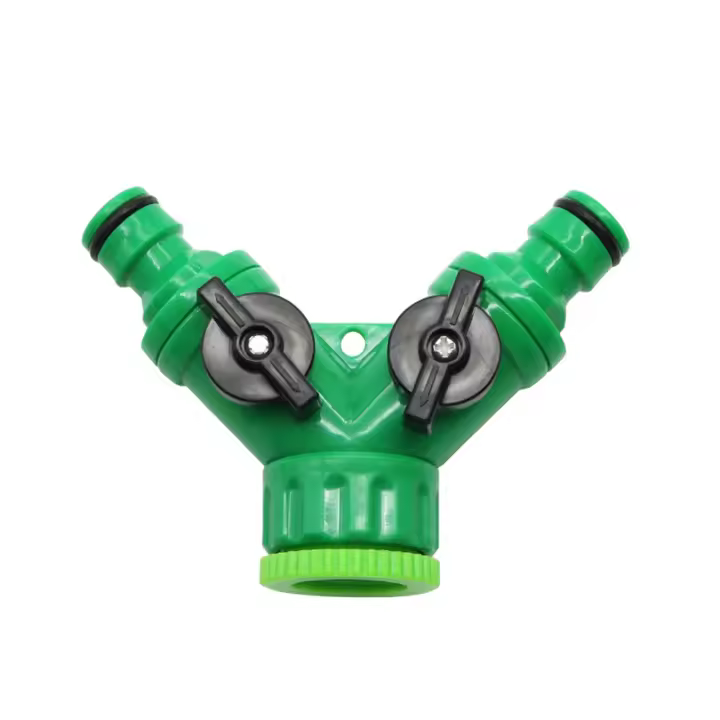 Divisor de agua en forma de Y para riego de jardín, válvula de agua de 2 vías con rosca hembra de 1/2 "Y 3/4", interruptor controlador de agua - 1