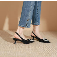 Zapatos de tacón de aguja con diamantes de imitación de metal francés de nuevo estilo para mujer - details 15