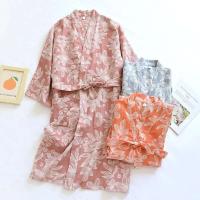 2025 kimono japonés, nuevo 100% algodón holgado estilo kimono con cordones albornoz, vestido de sudoración, pijamas, pijamas de mujer - details 2