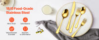 SucceBuy Juego de cubiertos de acero inoxidable, acabado espejo, apto para lavavajillas, utensilios para cocina, comedor, con cuchillo, tenedor, cuchara - details 1