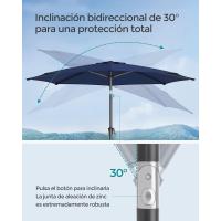 Sombrilla de Jardín 300 cm, UPF 50+, Parasol, 30 ° de Inclinación en dos Direcciones, con , para Patio, Terraza, , Piscina, sin Base, Beige GPU30BE - details 24