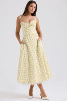 Vestido midi de satén con tirantes finos para mujer, abertura frontal, ahuecado, con bolsillos - details 37