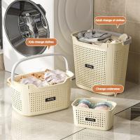 Cesta para ropa sucia con partición, cesta de almacenamiento de ropa sucia transpirable para el hogar, cubo de lavandería de plástico portátil para baño, 1 Uds. - details 9