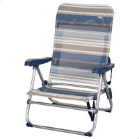 Silla playa plegable baja 5 posiciones a rayas azules y grises Aktive - details 0