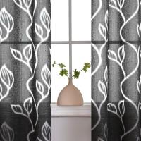 Tratamiento de ventana, cortina transparente con patrón de hojas de gasa, cortinas de ventana románticas elegantes, cortina de tul suave de estilo Pastoral para dormitorio - details 5