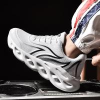 Zapatillas de correr transpirables blancas y negras para hombre, zapatos de moda, zapatillas casuales ligeras - details 5