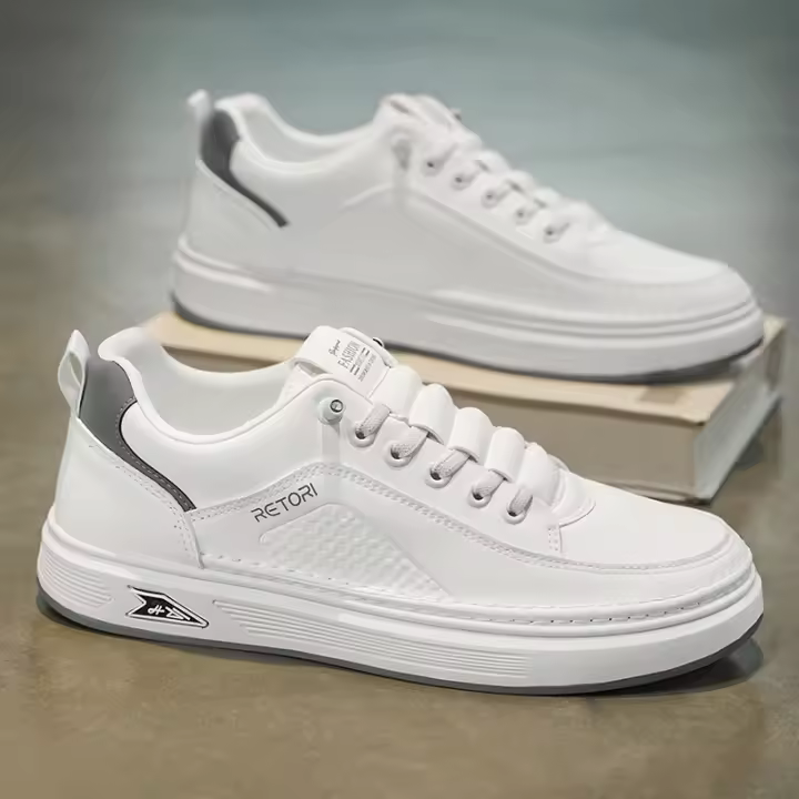 Zapatos blancos transpirables para hombre, zapatillas de deporte informales con plataforma que combinan con todo, a la moda, para verano, 2025 - 1
