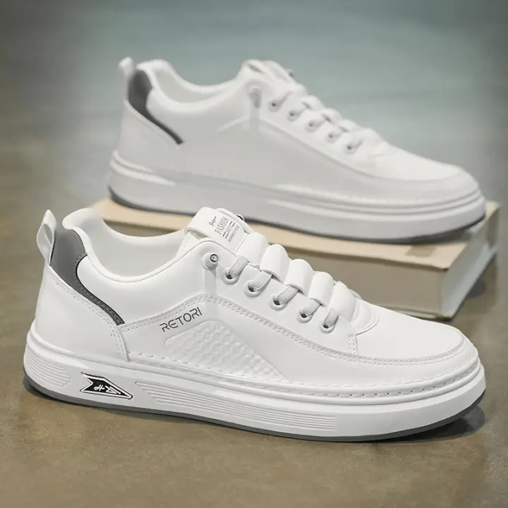 Zapatos blancos transpirables para hombre, zapatillas de deporte informales con plataforma que combinan con todo, a la moda, para verano, 2025 - 1