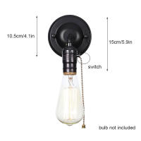 Lámparas de pared Vintage de un solo cabezal, lámpara de mesita de noche, luces de pared para el hogar minimalistas industriales, interruptor de tracción cromado negro, candelabros - details 0