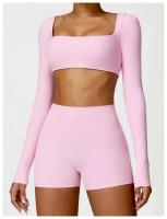 Fierss Conjunto de Yoga, Soft Gym Tre, Color Sólido, Transpirable, Traje de Entrenamiento para Correr para Mujer, 2 Piezas - details 5