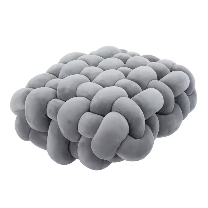 Cojín de felpa suave para sala de estar, almohada de sofá de Color sólido, cuadrada, tejida a mano, para el hogar - 1