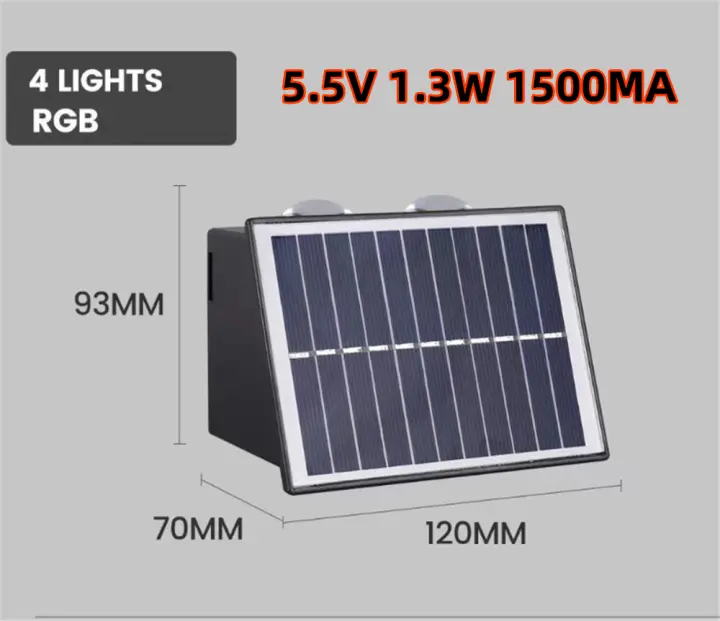 Lámpara de Pared Solar RGB de 4/6/8 LED de RXUNS Luz Moderna Impermeable para Exteriores con 2 Modos de Jardín Luz de Patio Garaje Puerta con Bombilla LED y Plástico ABS - 1