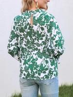Nuevo estilo de otoño, camisa holgada con cuello con volantes y manga larga acampanada estampada - details 3