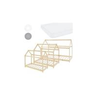 Cama Infantil Tipi Gris Claro con Colchón De Espuma Fría 80x160 cm Protección Anticaída Somier Estructura Listones De Madera Maciza De Pino para Niñas Y Niños Forma De Tienda Cuna Juvenil - details 12