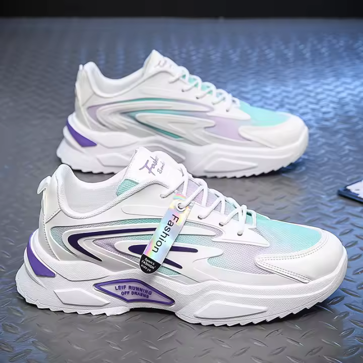 Zapatos deportivos para hombre, nueva tendencia de moda, zapatos de tablero versátiles, malla transpirable, gradiente colorido - 1