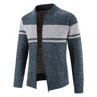 Chaqueta de Punto con Cuello de Béisbol para Hombres CHAIFENKO Top de Abrigo Grueso de Vellón para Otoño e Invierno Moda Rayada Cuidado de Lavado Máquina - details 4