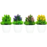 Plantas artificiales en maceta, bonsái verde, árbol pequeño, plantas de hierba, adorno en maceta, flores falsas para decoración del jardín del hogar, fiesta de boda - details 3