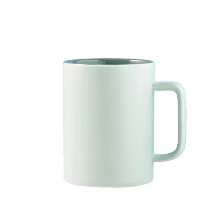 Color contrastante ins viento taza de cerámica nórdica, tapa simple con y cuchara taza de agua creativa para el hogar taza de café - 1