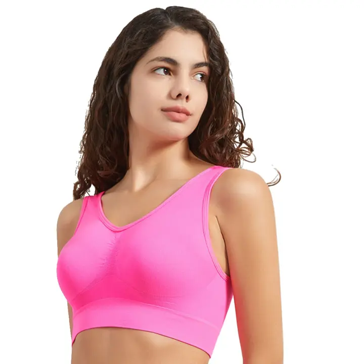Sujetador deportivo de color sólido para mujer, top deportivo para gimnasio, yoga, entrenamiento atlético, suave, acolchado - 1