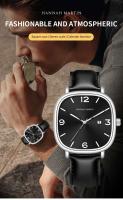 Reloj de Pulsera para Hombres de Moda Cuadrada Automático, Movimiento de Cuarzo, Diseño de Negocios Casual, Cuero Negro, Marca Premium - details 0