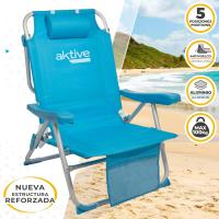 playa plegable y reclinable 5 posiciones, Silla portátil plegable 55x67,5x86cm, Incluye cojín, 1 bolsillo, 1 bolsa con cremallera y topes antivuelco, Sillas de playa - details 41