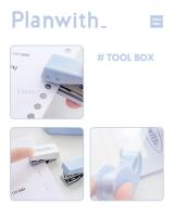 Herramienta de encuadernación Mini grapadora, perforadora de agujeros, juego de máquina de cinta Ins, caja de herramientas de álbum de recortes multifunción coreana, suministros para estudiantes, 3 piezas - details 4