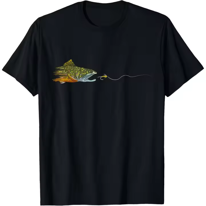 Camiseta de pescador con pesca con mosca, trucha de arroyo, atado de moscas secas, camiseta para hombre - 1