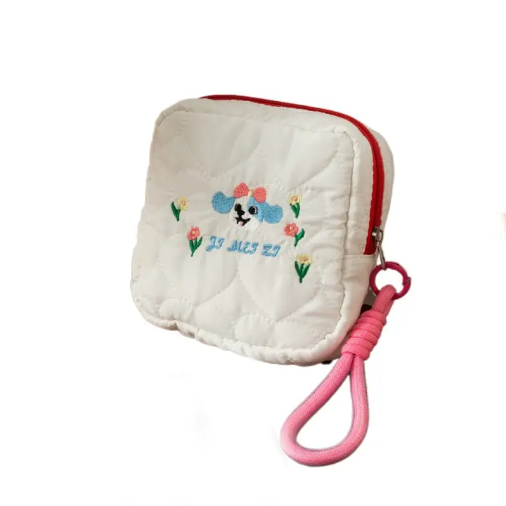 Bolsa de cosméticos para perros con bordado estilo Ins, gran capacidad con cuerda colgante, bolsa de cosméticos cuadrada con cremallera cuadrada - 1