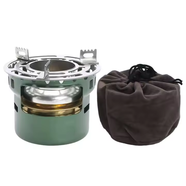 Accesorios para equipos de acampada, estufa, quemador de metal compacto, ultraligero y estable, estufa de alcohol portátil - 1