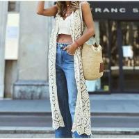 Cardecín Largo de Crochet para Mujer Sin Mangas, Suelto, Camisa de Moda Callejera con Flores - details 2