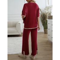 Ropa de mujer de moda 2025 primavera y verano temperamento casual de manga corta conjunto de pantalones de punto - details 20