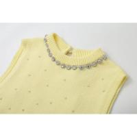 OUWU- 2025 Chaleco de Mujer Camiseta sin Mangas Retro Decoración Camis de Punto Top Corto de Punto Peral de Verano - details 10