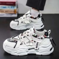 Primavera 2025 nuevos zapatos deportivos de suela gruesa, modernos y versátiles, transpirables, blancos, informales - details 1