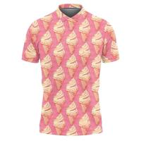 Colorido helado gráfico casual verano manga corta 3D impreso hombres mujeres camisetas sueltas Haruku solapa niños camisetas - details 4