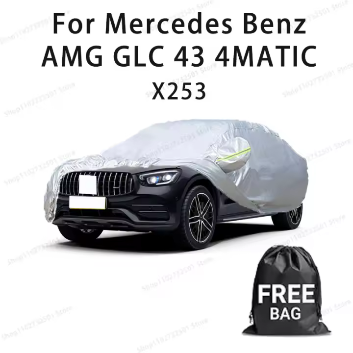 Funda para coche Mercedes Benz AMG GLC 43 X253, cubierta completa impermeable, protección solar, resistente a arañazos, accesorios para coche - Plata - 1