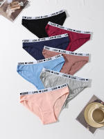 7 unids/set de bragas de algodón para mujer, calzoncillos suaves sexis, bragas bonitas con letras para niñas, lencería elástica transpirable para mujer, XS-XL - details 1