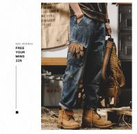 Pantalones Vaqueros Vintage de Otoño para Hombres Estilo Americano Pesado Casual Talla Grande y Pierna Ancha Material de Algodón Cuidado de Lavado por Máquina - details 7