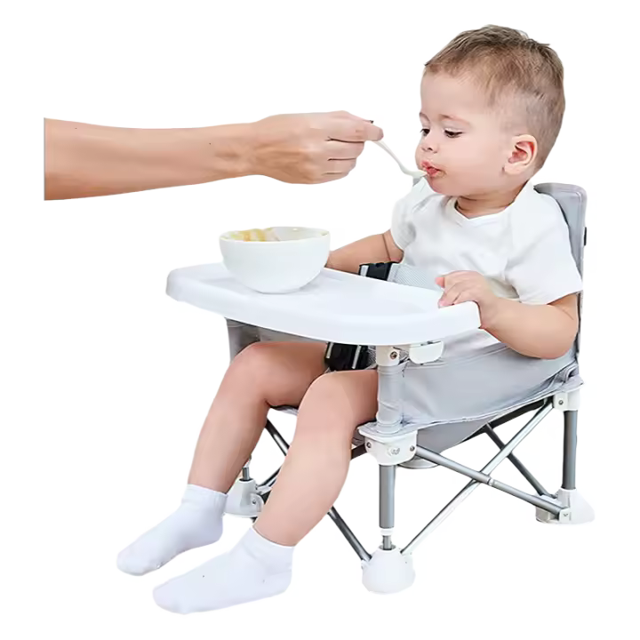 Silla De Comer Plegable Para Bebé Portátil Con Plato Y Cinturón De Seguridad Silla De Playa Para Niños Silla De Ajuste Para Alimentación Infantil - 1