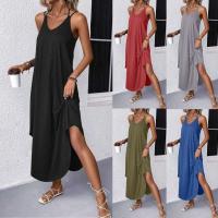 Vestido largo suelto sin mangas para mujer con cuello en V y tirantes, vestidos casuales de Color sólido para uso diario, nuevo - details 0