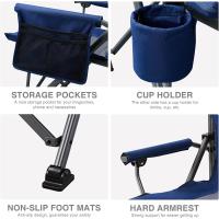 Silla de Camping Plegable 230KG Cargable Silla Plegable 62cm Anchura de Asiento con Bolsillo Lateral y Portavasos Silla Plegable de Gran Tamaño para Camping Exterior Balcón Jardín - details 38