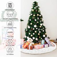 48 Inches/122CM Falda para Arbol de Navidad para Decoraciones de Fiesta de Navidad de Arbol de Navidad Copo de Nieve de Lentejuelas Plata de Felpa Blanca - details 5
