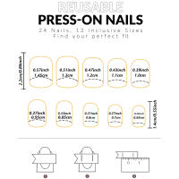 24pcs Uñas Postizas Cortas En Forma De Almendra Con Borde Redondo Y Perlas Blancas Diseño Francés Lindo Y Dulce Para Uso Diario - details 1