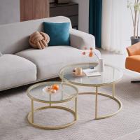 Conjunto de Mesa de Centro Redondo de Madera Tables de Café y Té-Claro - details 27